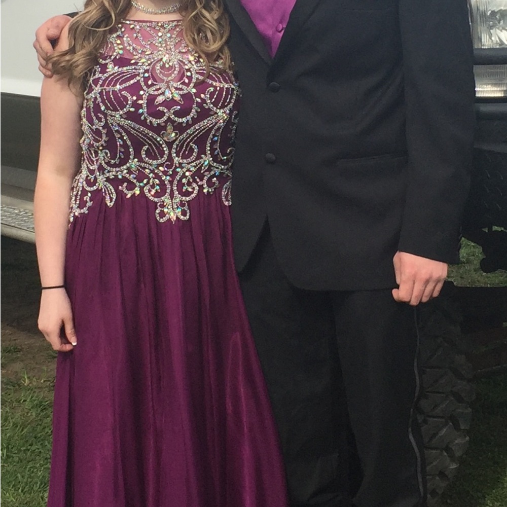 Juliet brand purple and silver prom dress
